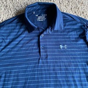 Under Armour Golf Polo Shirt Large Blue Stripes